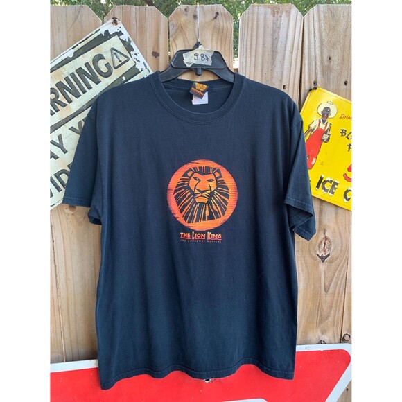 Vintage Y2K Disney The Lion King Broadway Musical Black graphic tee Size L - Picture 1 of 6